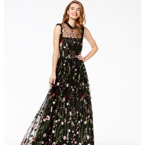 Junior ruffle trim embroidered gown